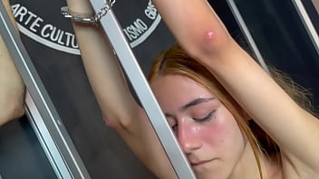 Little chloe dresses up as a cat and enjoys her ass fucked hard inside a cage