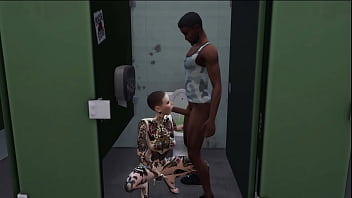 Shaved emo sucking black cock