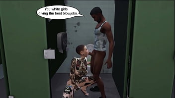 Shaved emo sucking black cock