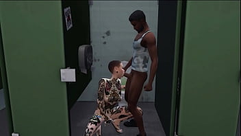 Shaved emo sucking black cock