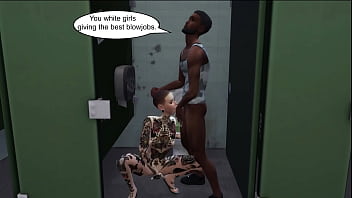 Shaved emo sucking black cock