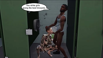 Shaved emo sucking black cock