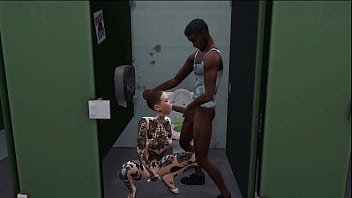 Shaved emo sucking black cock