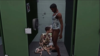 Shaved emo sucking black cock