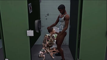 Shaved emo sucking black cock