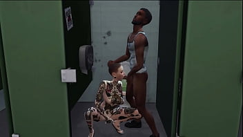 Shaved emo sucking black cock