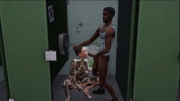 Shaved emo sucking black cock