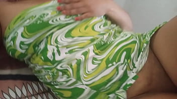 My stepsist seduces with her sexy dress masturbating her vagina and big tits