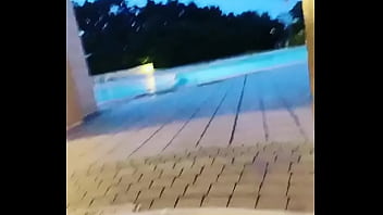 Together at the night pool