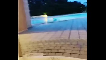 Together at the night pool