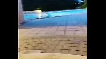 Together at the night pool
