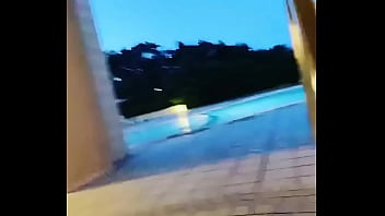 Together at the night pool