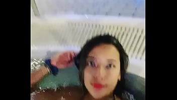 Together at the night pool