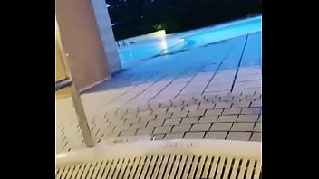 Together at the night pool