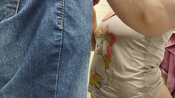 Wife teased the electrician and fucked in the shower hidden from her husband