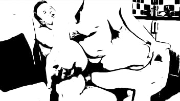 Fuck mature slut in grayscale toon huge dildo