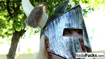 Hot blonde rubs her holes