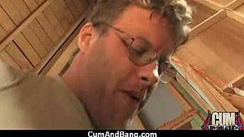 Black chick deepthroats a group of white studs and gets rewarded with cum 2