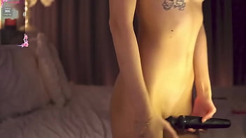 Brunette girl plays on cam