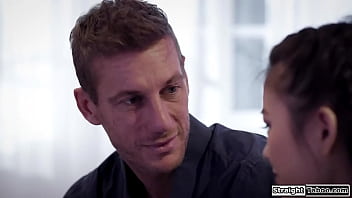 Teen lulu chu lost her stepdad and feels lonely her stepdads bff comforts her removes her panties and makes her a woman by fucking her petite pussy