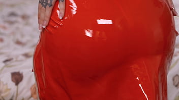 Sexy nurse in red latex uniform marilyn sugar creampied on the bed