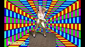 Big black man plays with a blonde disco diva