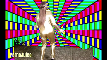 Big black man plays with a blonde disco diva