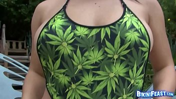 Brunette in swimsuit solo