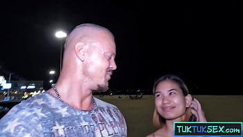 Skinny small tits asian amateur girl from thailand picked in a tuktuk