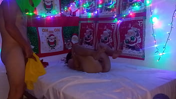 Yummy christmas celebration stepmother and stepson record themselves while they fuck with the house alone the stepmother's husband is not here and she commits infidelity