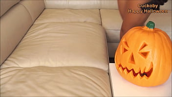 Pretty halloween female vampire sucking cum