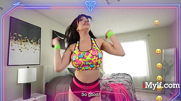 Busty wife lets substitute trainer destroy her before a date