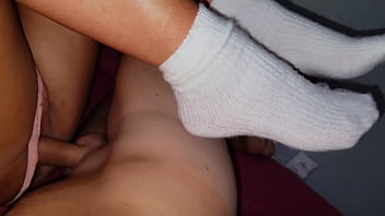 Stepmon in white terry socks seduced her stepson