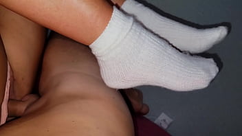 Stepmon in white terry socks seduced her stepson
