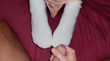 Stepmon in white terry socks seduced her stepson