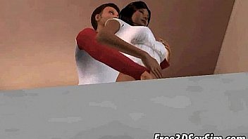 Tasty 3d ebony hottie sucks cock and gets fucked