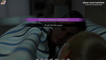 Young blonde babe with big tits rides roommate's big cock and gets a cumshot on her belly taboo university steam game 3d animated hentai game part #9