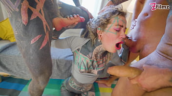 Double anal slut gangbang with tattoo girl anuskatzz ends with big facial atm dap dp