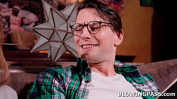 Teen girlfriend laney grey wants to give her bf at least a petite brunette gets him hard sucks his balls then deepthroat his big cock