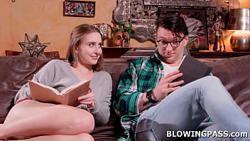 Teen girlfriend laney grey wants to give her bf at least a petite brunette gets him hard sucks his balls then deepthroat his big cock