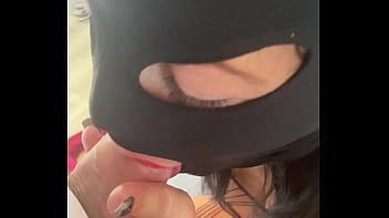 Red lipstick blowjob & hardcore doggy in fishnet lingerie