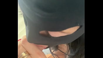 Red lipstick blowjob & hardcore doggy in fishnet lingerie