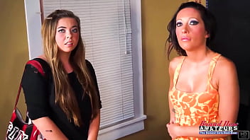 Skinny cute blonde madelyn and brunette sofia finger fuck each others twat