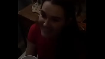 Nasty girl drinks spit