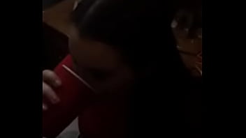 Nasty girl drinks spit