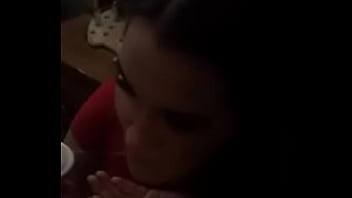 Nasty girl drinks spit