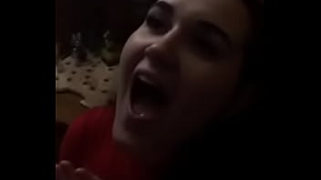 Nasty girl drinks spit