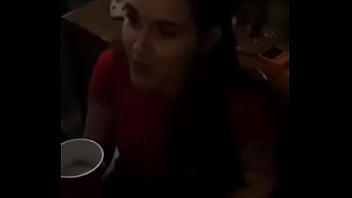 Nasty girl drinks spit