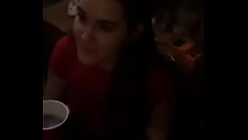 Nasty girl drinks spit