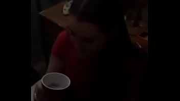 Nasty girl drinks spit